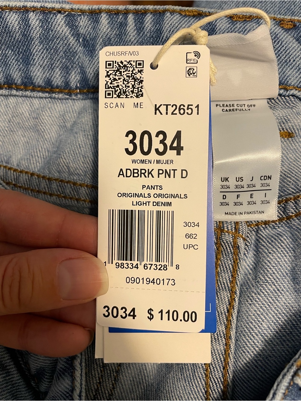 ADIDAS Washed Blue Wide-Leg Jeans with 3 Stripes - Picture 9 of 11